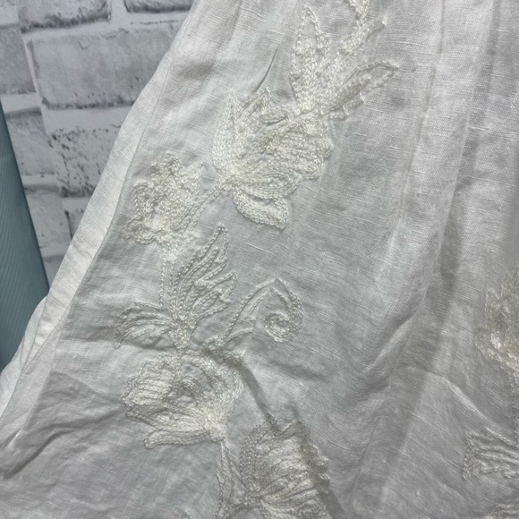 Sundance Clover Blossom Creamy White Linen Sleeveless Lined Dress 10 - Picture 3 of 7